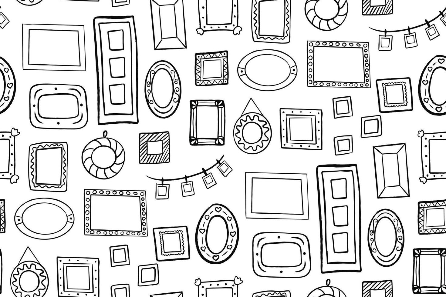 Seamless pattern with hand drawn Frame doodle vector