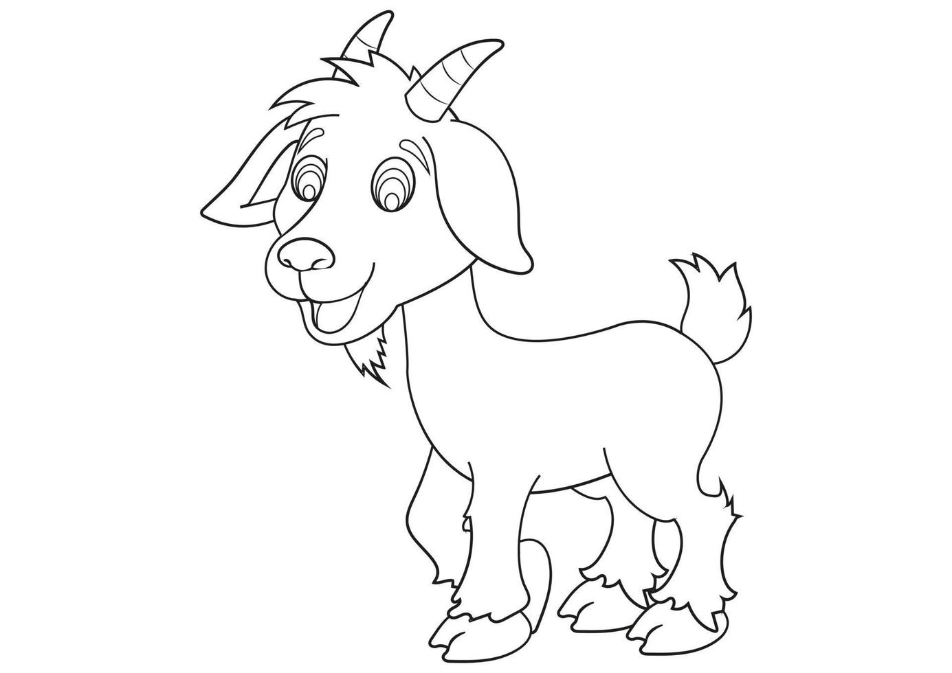 Black and white Cartoon Goat iolated on white background 5721406 Vector Art  at Vecteezy