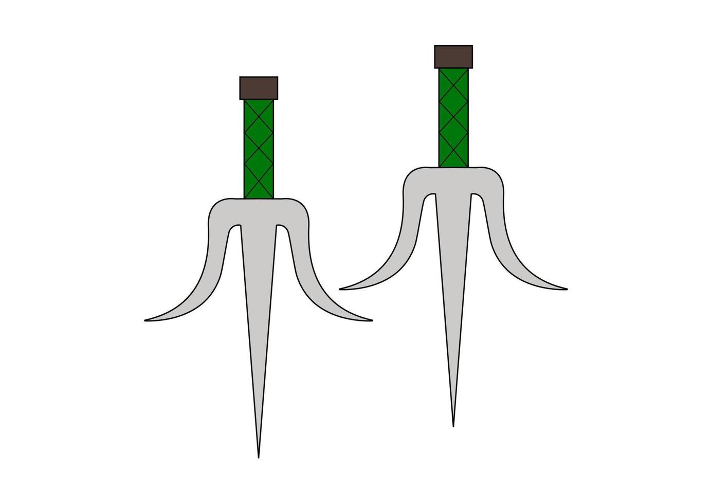 Ninja fork weapons isolated on white background. Vector Illustration of Ninja fork weapons