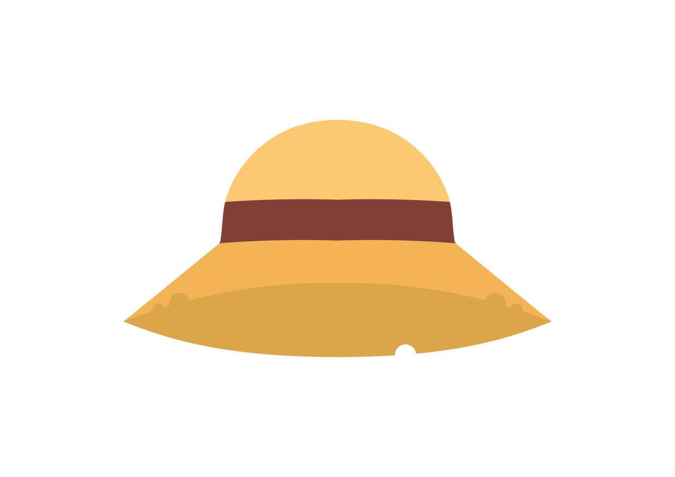 Straw hat on flat style icon design isolated on white background vector