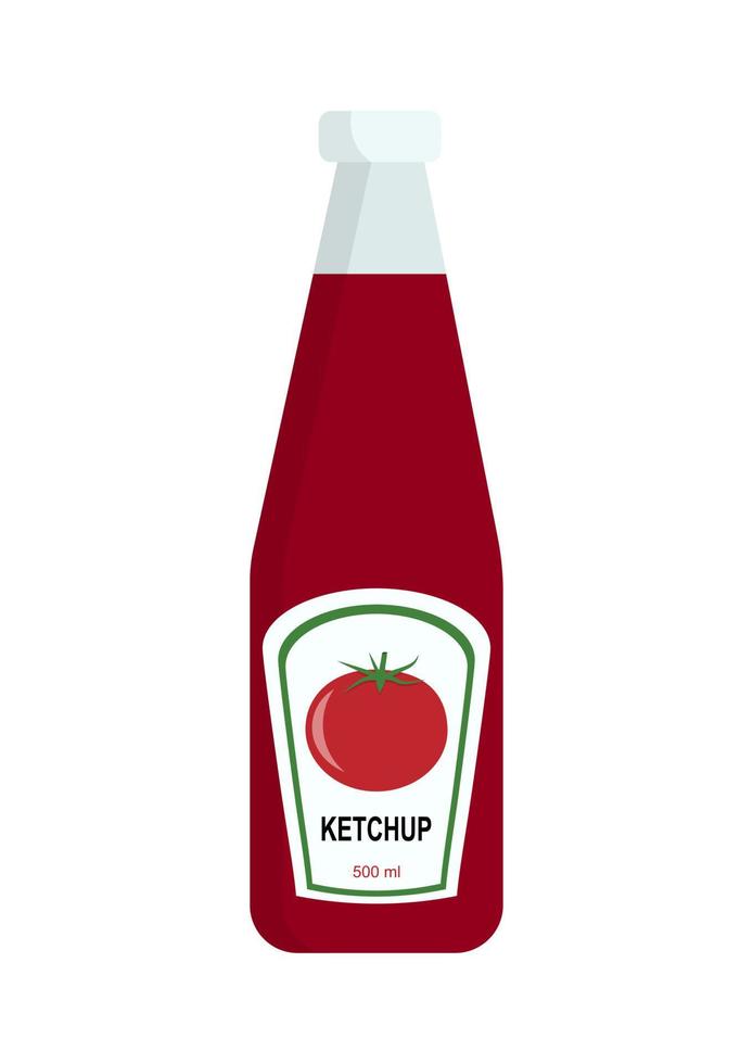 Ketchup bottle isolated on white background. Vector ketchup icon, flat design