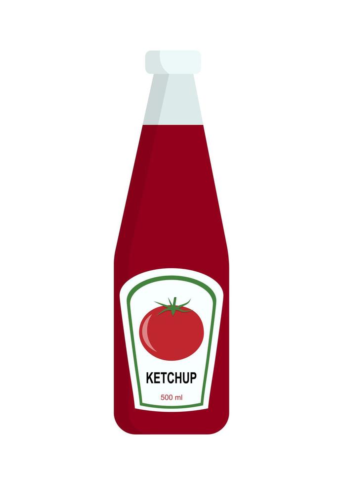 botella de salsa de tomate aislado sobre fondo blanco. icono de ketchup vectorial, diseño plano vector