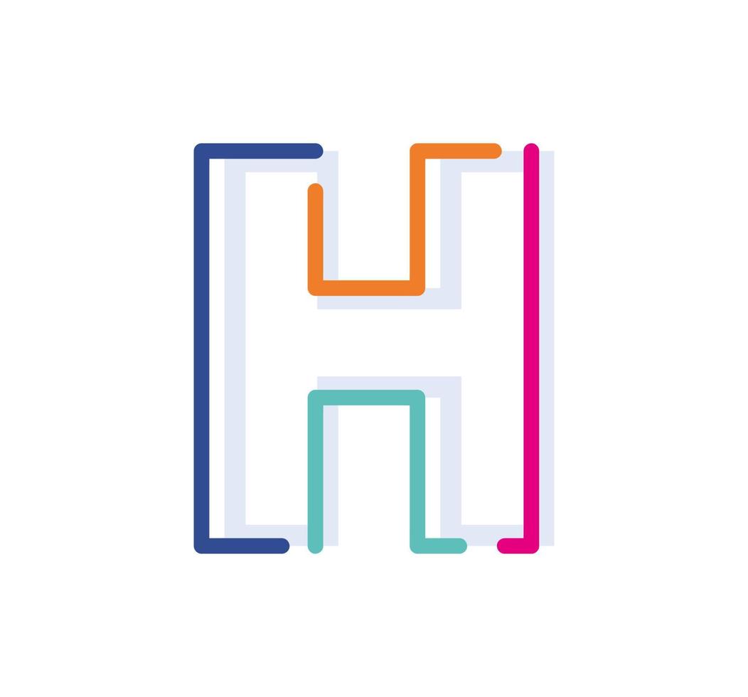 Abstract Letter H Line Colorful linear logotype. modern letter lines with new pop art colors. Font alphabet template. Logo set thin line clean style. vector