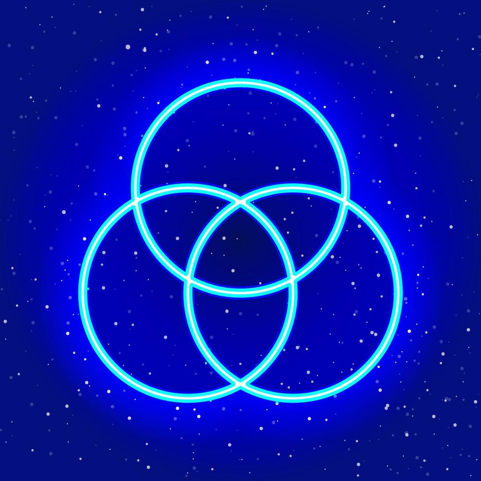 Neon blue round icon. Midnight blue. Neon intertwined round geometric design. Realistic neon icon. Linear icon on White Background. vector