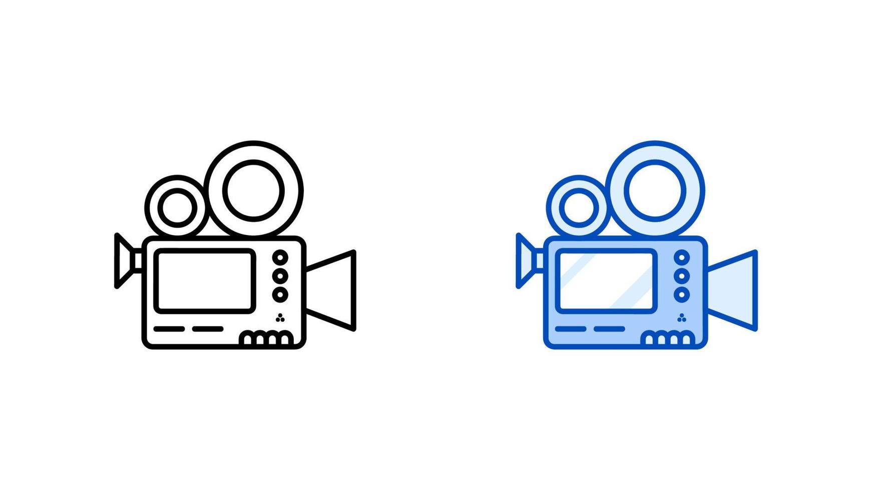 Modern video recording machine icon set. Modern simple video camera. Linear and colored icon ready template. Download simple linear technology device vector. white background. vector