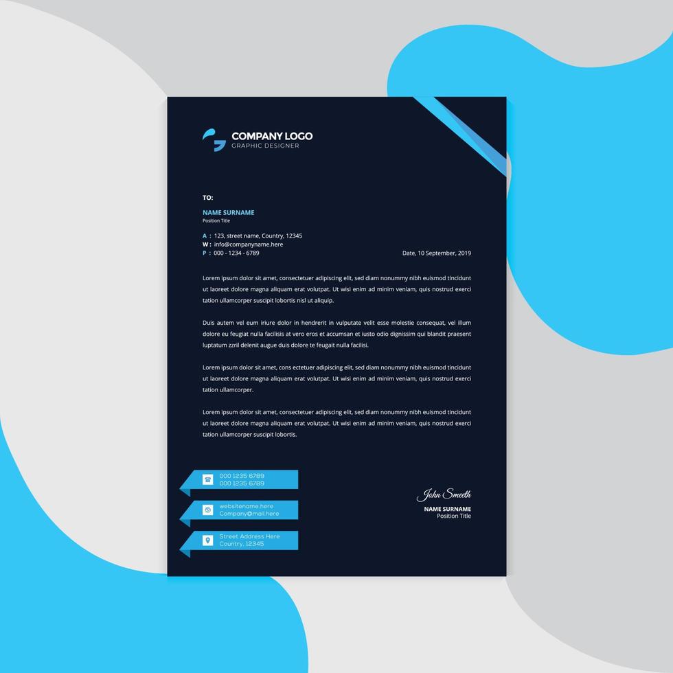 Professional corporate business Modern letterhead vector template. Simple and clean print ready design.