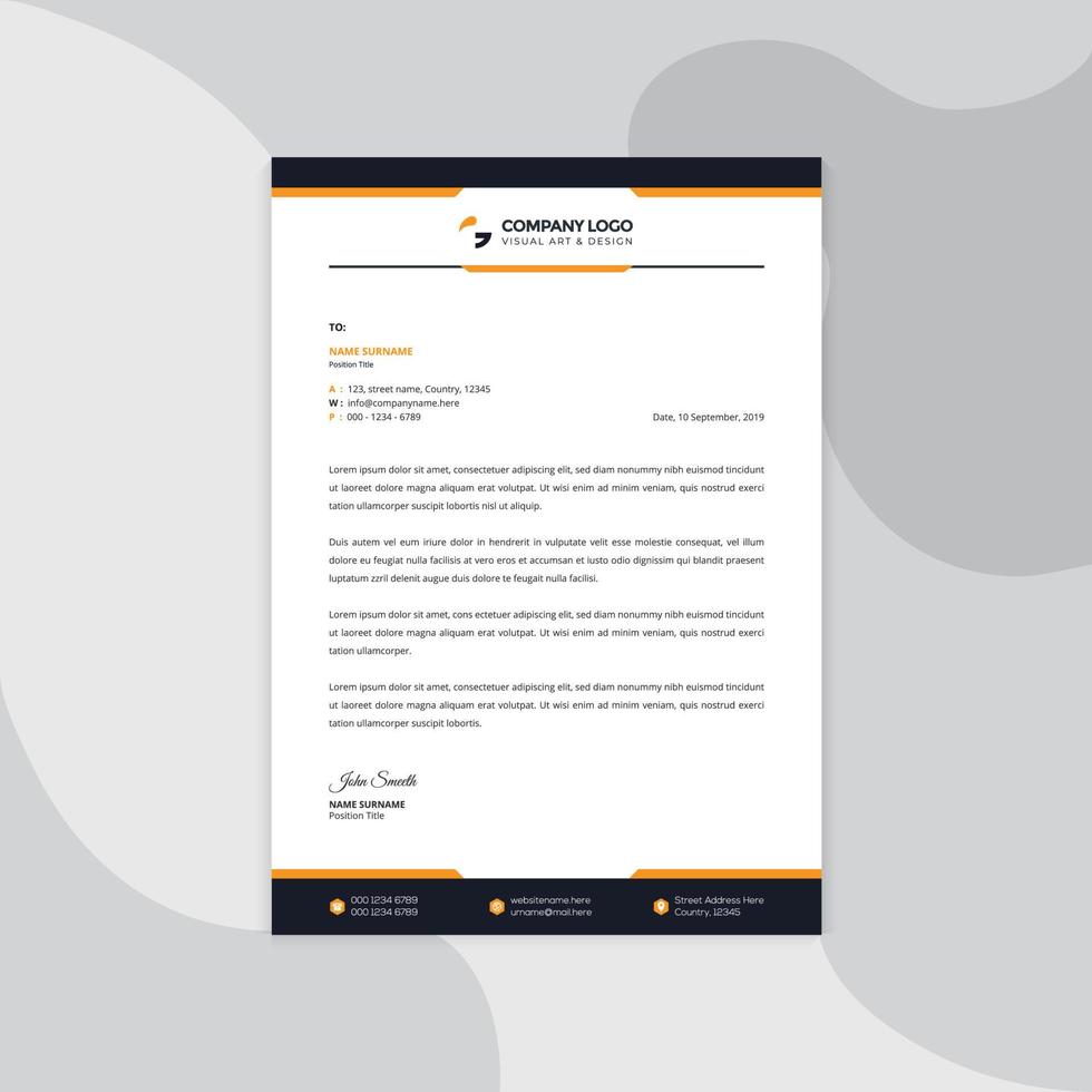 Plantilla de vector de membrete moderno de negocios corporativos profesionales. Diseño listo para imprimir simple y limpio.