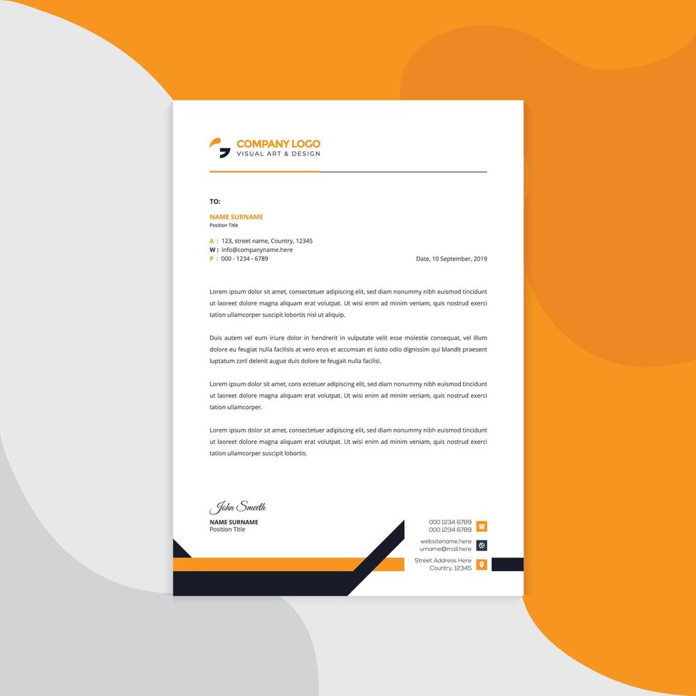 Professional corporate business Modern letterhead vector template. Simple and clean print ready design.