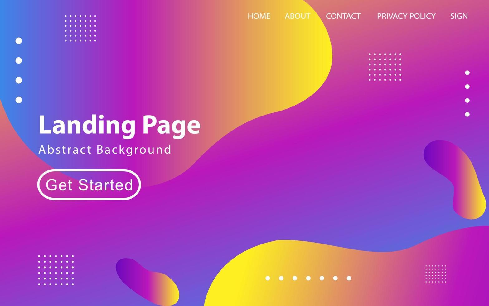 Abstract liquid landing page or web template vector