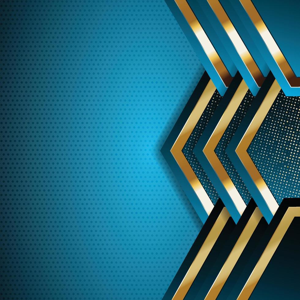 Vector color abstract geometric banner with gold shapes.