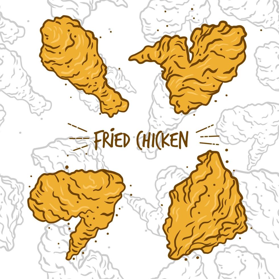 fried chicken. Vector illustration. with editable or repeat seamless ...