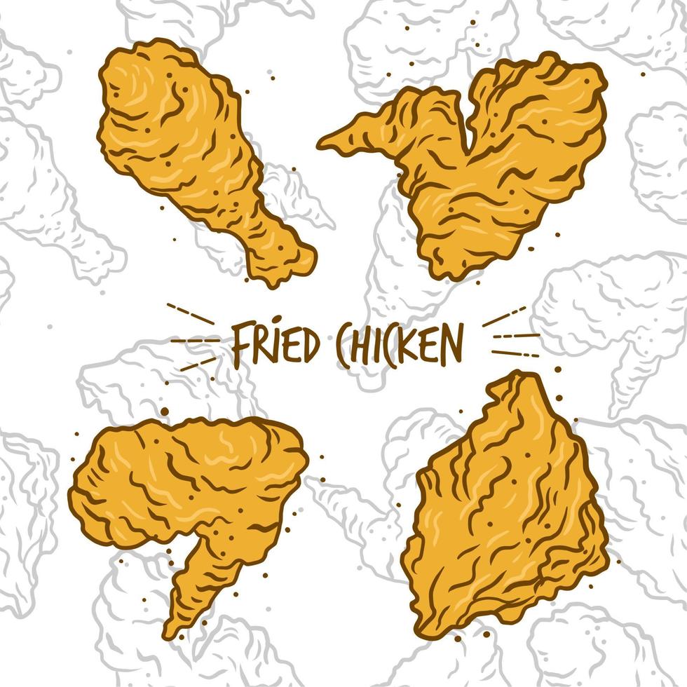fried chicken. Vector illustration. with editable or repeat seamless backgrounds
