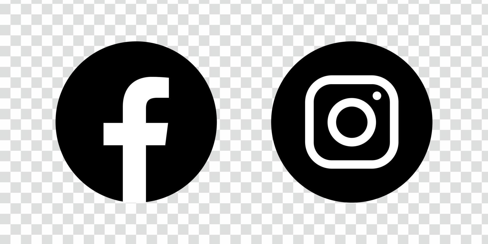 Facebook and Instagram Round black Logo isolated on transparent ...