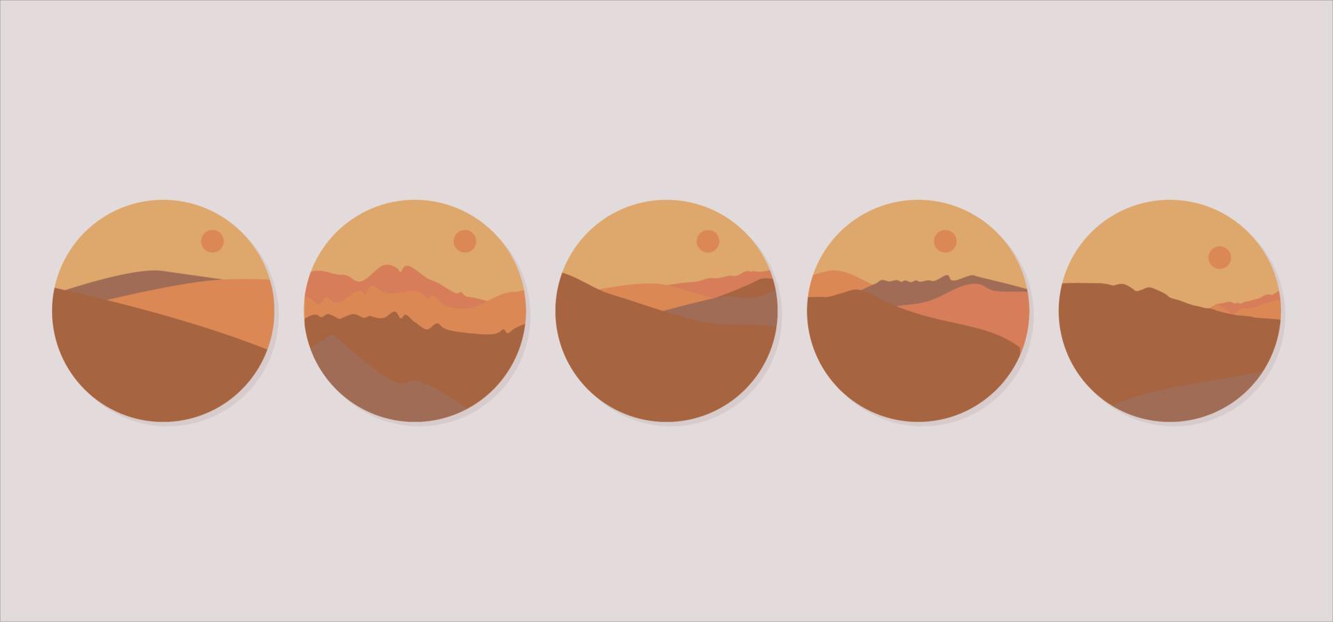 Set of Abstract Boho Landscape vector