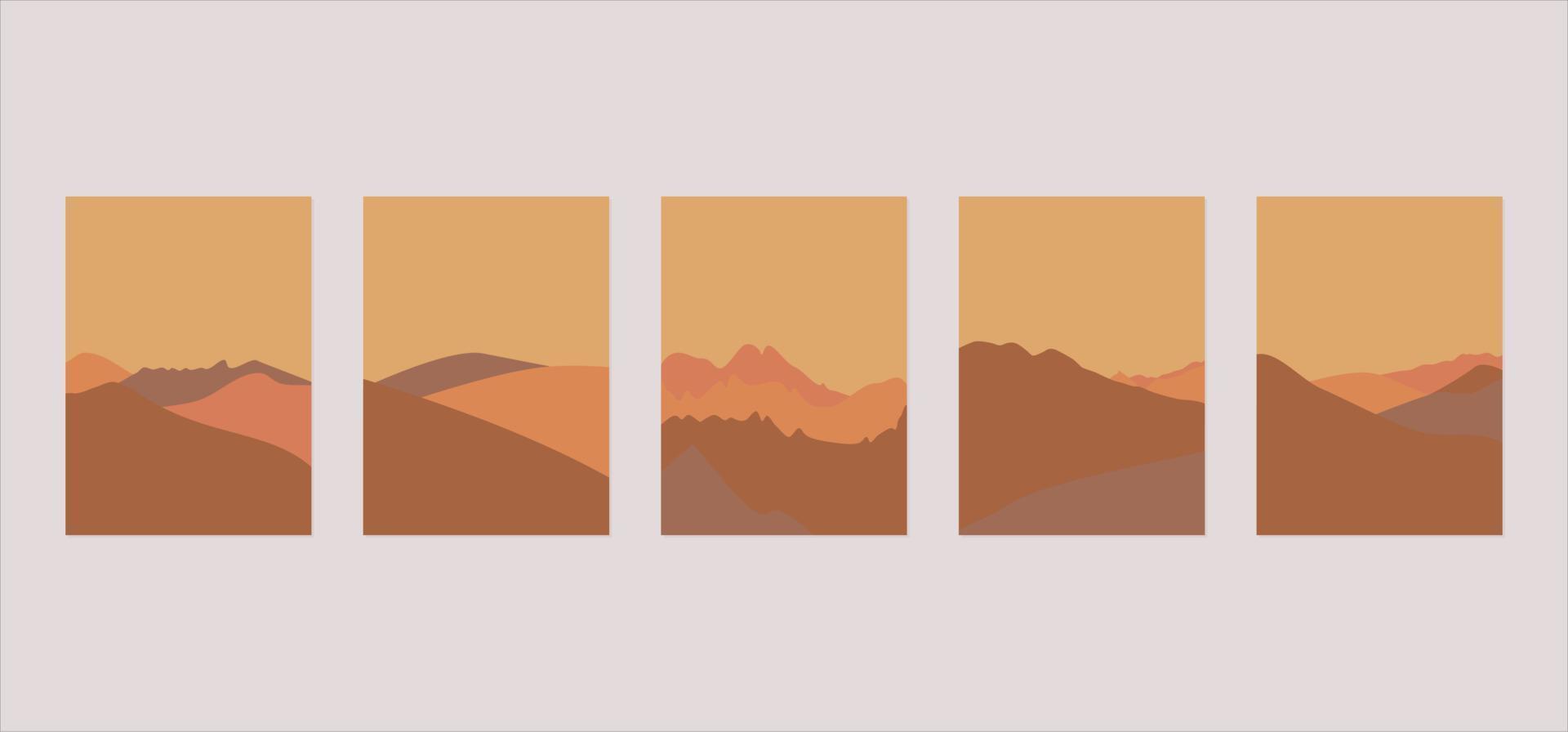 Set of Abstract Boho Landscape vector