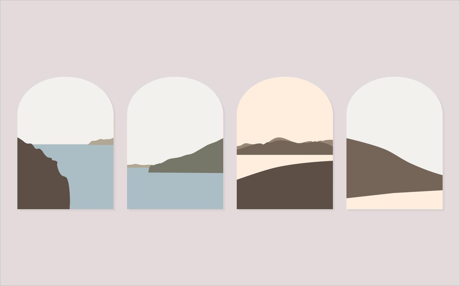 Set of Abstract Boho Landscape vector