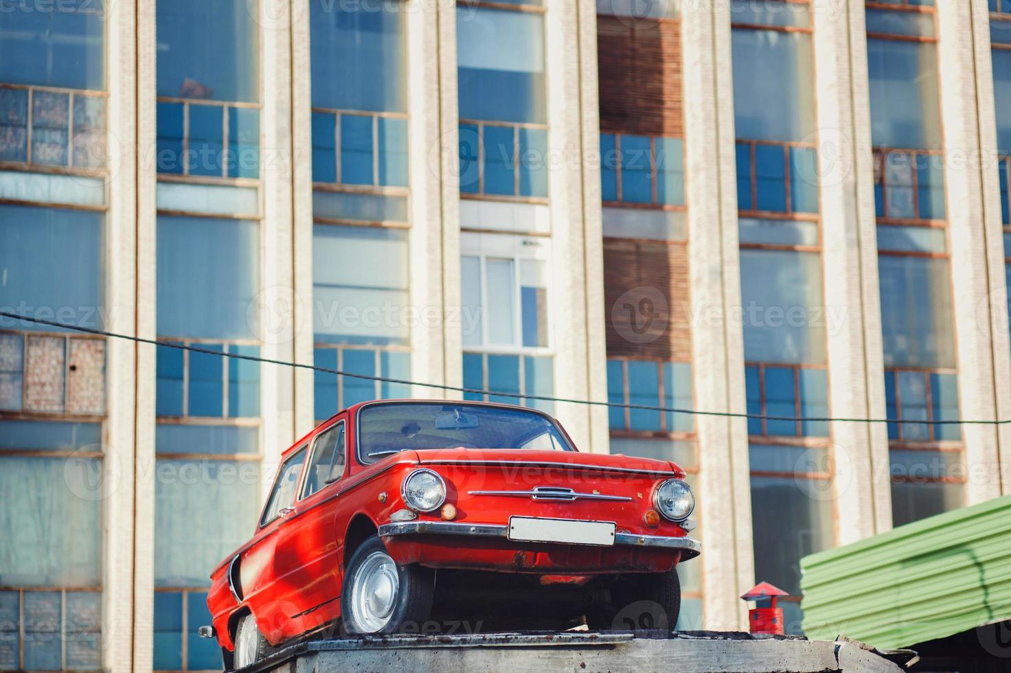Colorful red soviet retro car photo