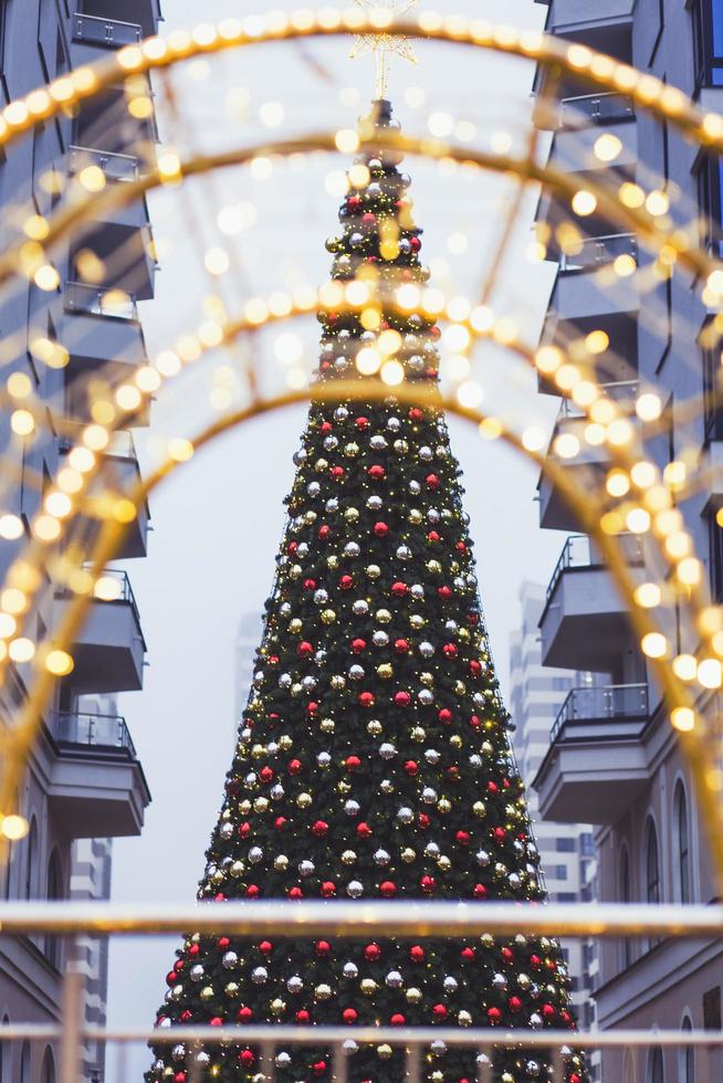 Christmas tree in city photo