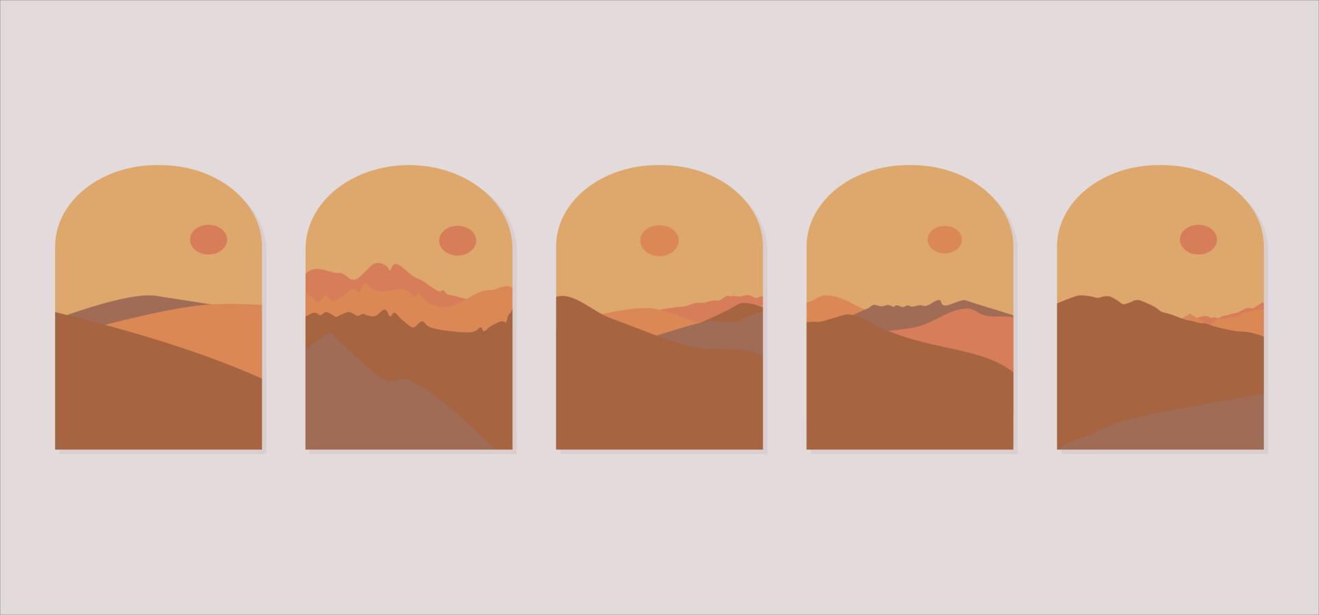 Set of Abstract Boho Landscape vector