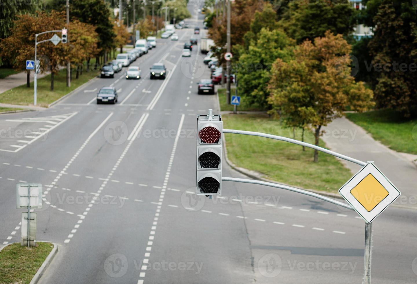 Traffic light showing red signal photo