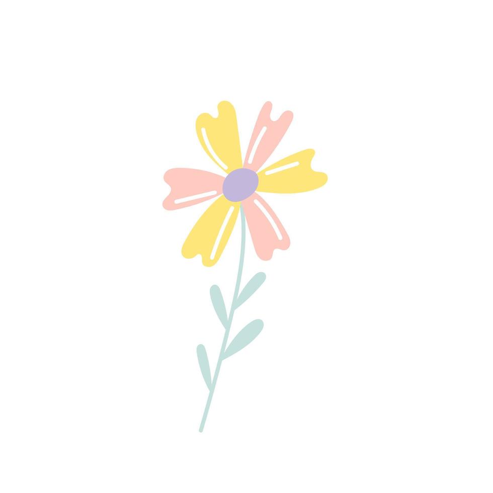 linda flor de primavera, ilustración vectorial en estilo dibujado a mano vector