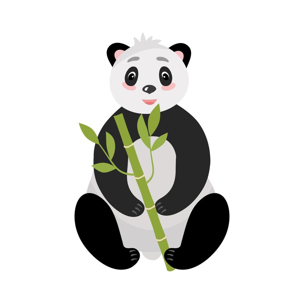 panda, oso de bambú sentado, linda foto. ilustración vectorial para decoración, scrapbooking, impresión en tela o papel. vector