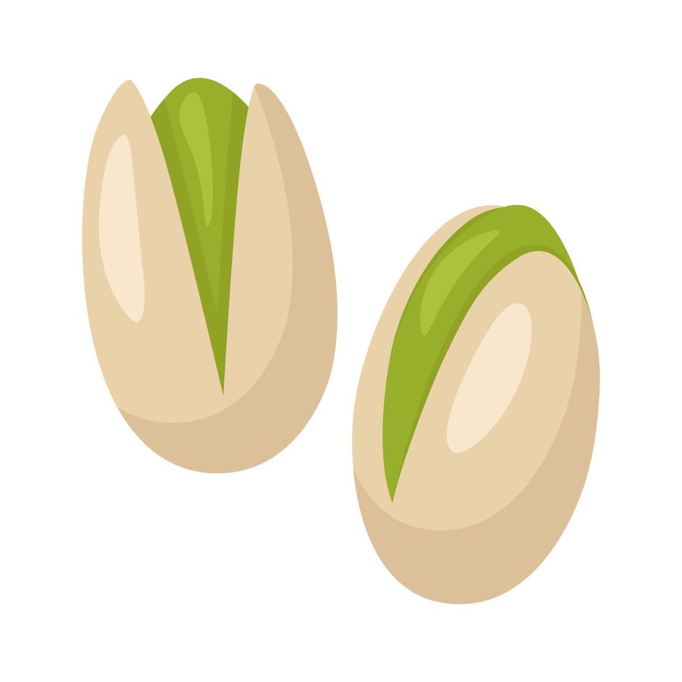 Pistachios are a green nut kernel in a shell. Vector illustration isolated on a white background for website design of products, applications, printing