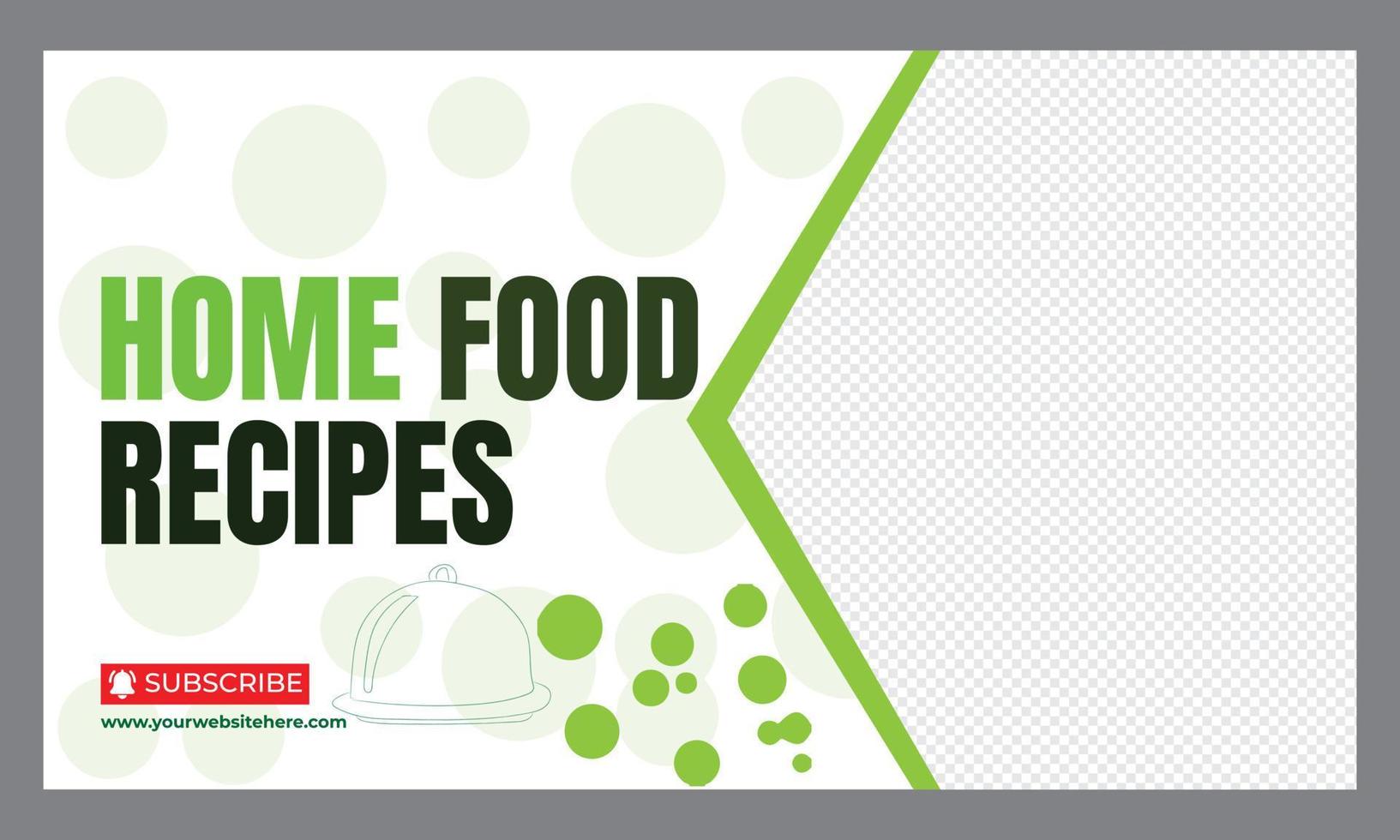 Home Made food recipes video thumbnail template design vector