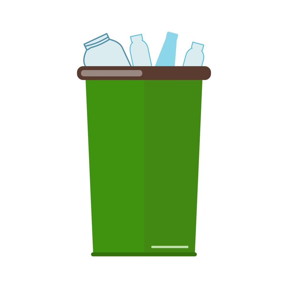 contenedor de basura para residuos de vidrio. clasificación de basura. cero desperdicio. ilustración vectorial vector