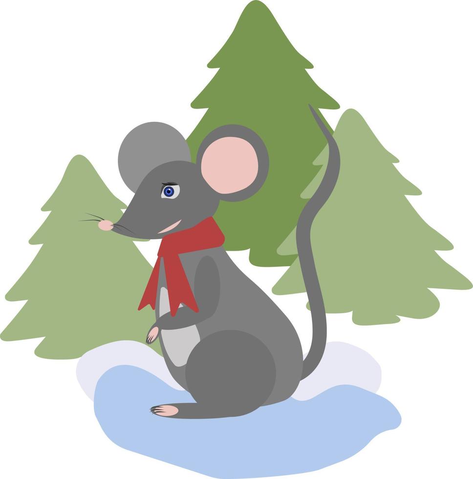 ratón en el bosque de invierno vector