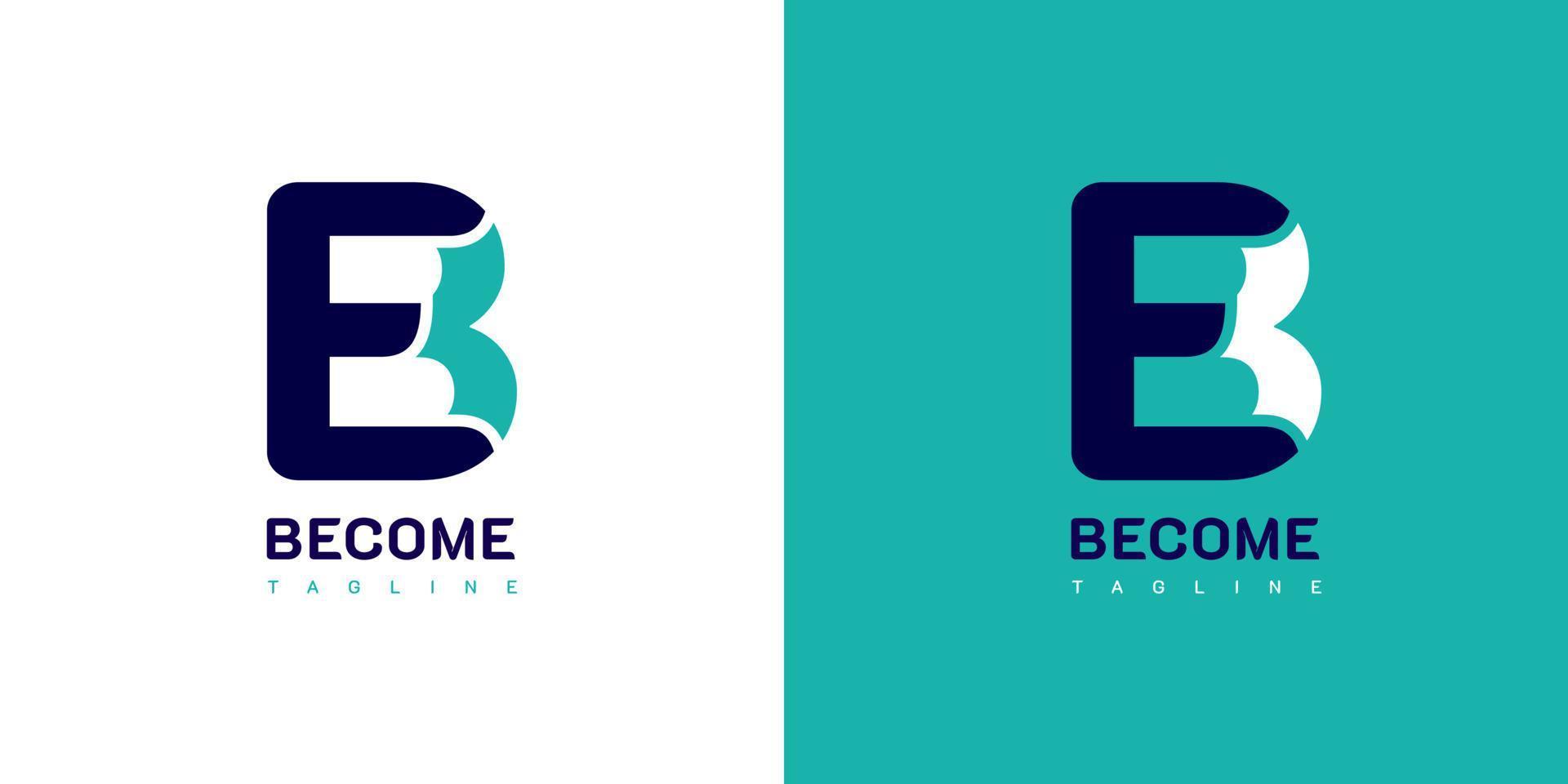 Letter BE, EB, B E Logo Design. On white, blue, and cyan colors. Simple, luxury, and elegant logo illustration vector