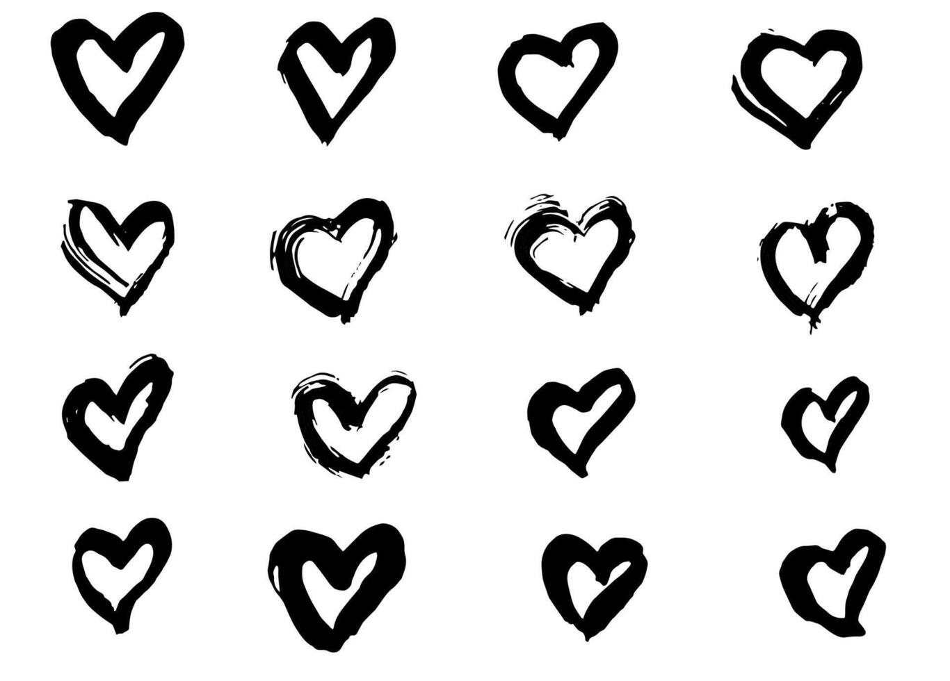 Vector set Love black mark. Love sign graphic symbol. Grunge love mark