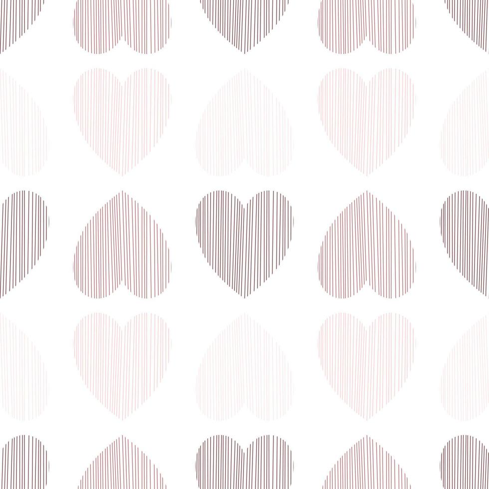 Valentines Day. Seamless pattern. Hearts on a white background. Vector lines art. Dusty Rose.