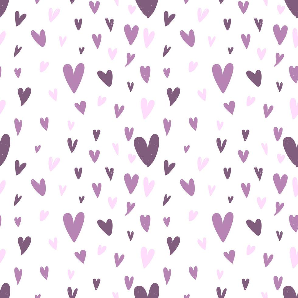 Seamless pattern. Valentine's Day. Hand drawn vector lines. Wrapping paper pattern. Valentine's Day decoration pattern. Seamless hearts pattern. Mauve.