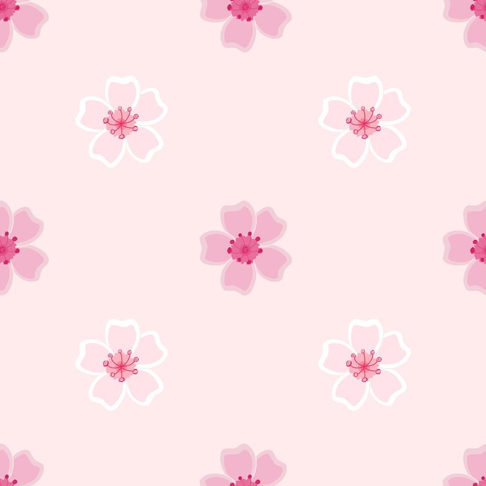 Sakura on a pink background. Sakura in the form of a vector. Seamless pattern. Fabric pattern. Flower wrapping paper. vector