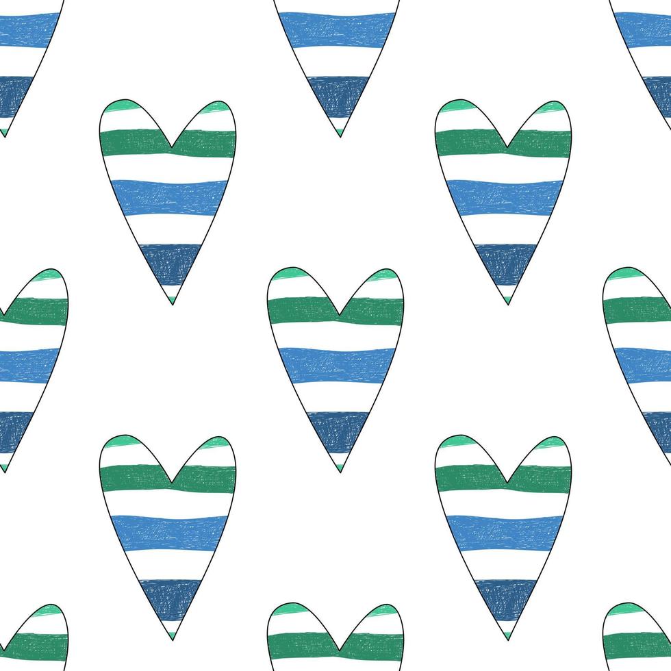 Seamless Valentine background. Vector hearts on a white background. Seamless pattern. Valentine's Day decoration pattern. Background for decoration. Wrapping paper pattern. Irish Green.