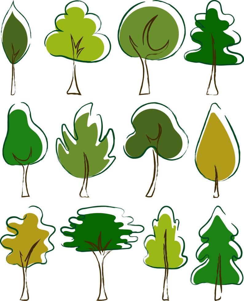 Collection of Green Trees vector