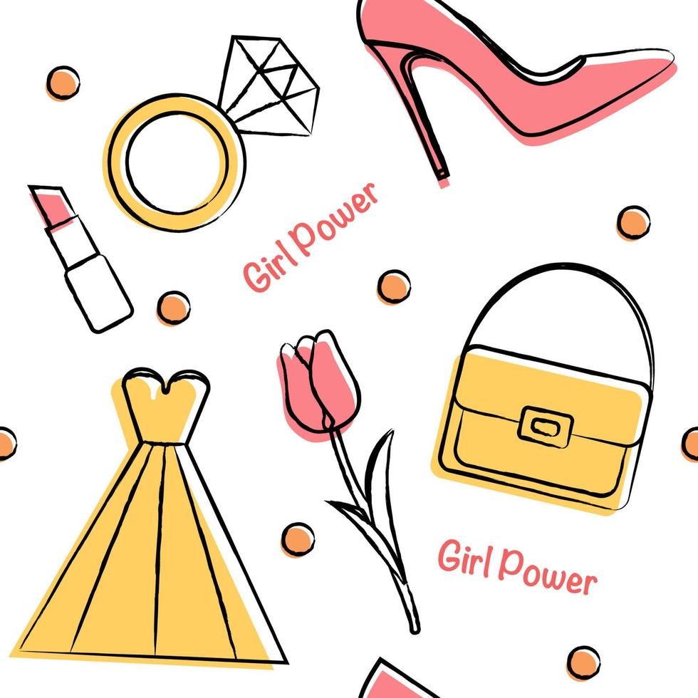 Girl Power Seamless Vector Pattern