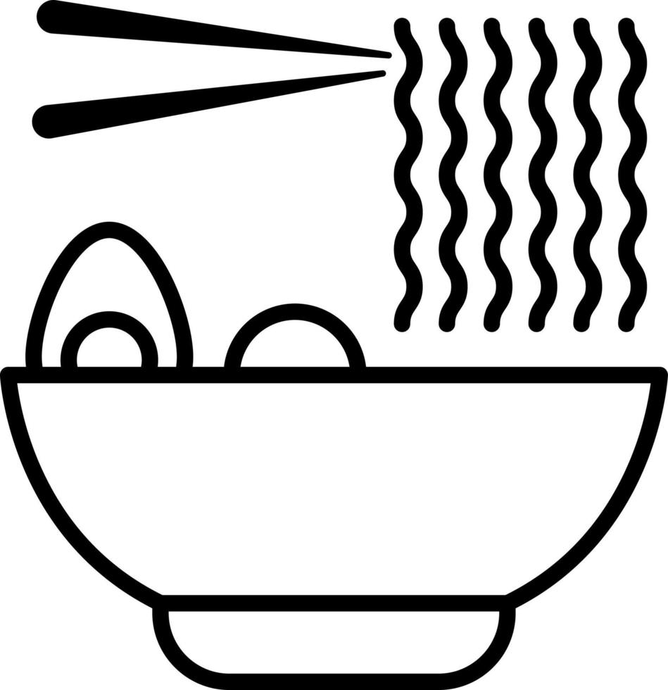Ramen Bowl Outline Icon Food Vector