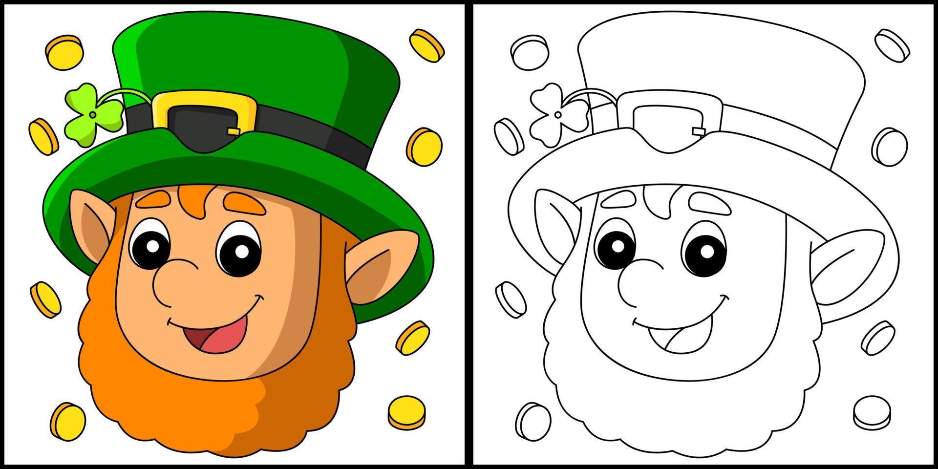 Saint Patricks Day Leprechaun Coloring Page Vector