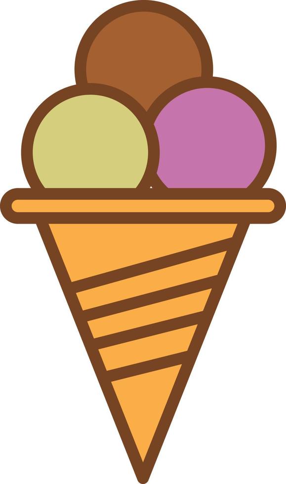 Ice Cream In Cone Filled Outline Icon Vector