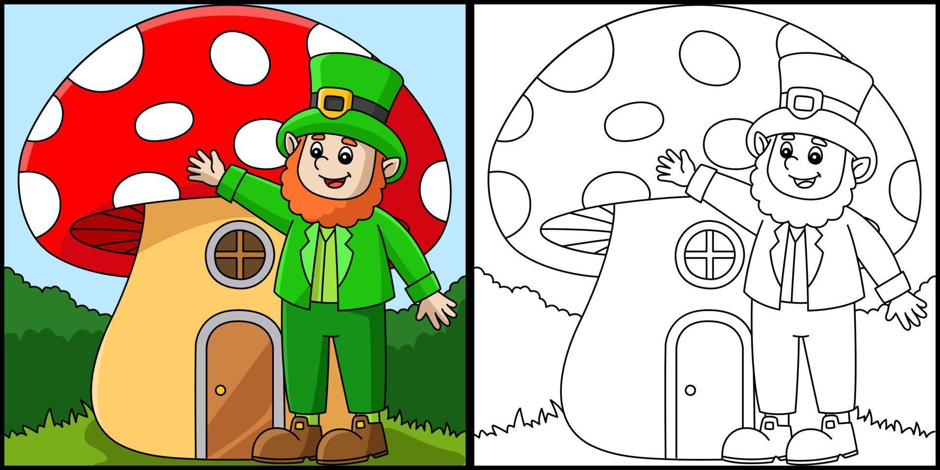Saint Patricks Day Mushroom Coloring Page Vector