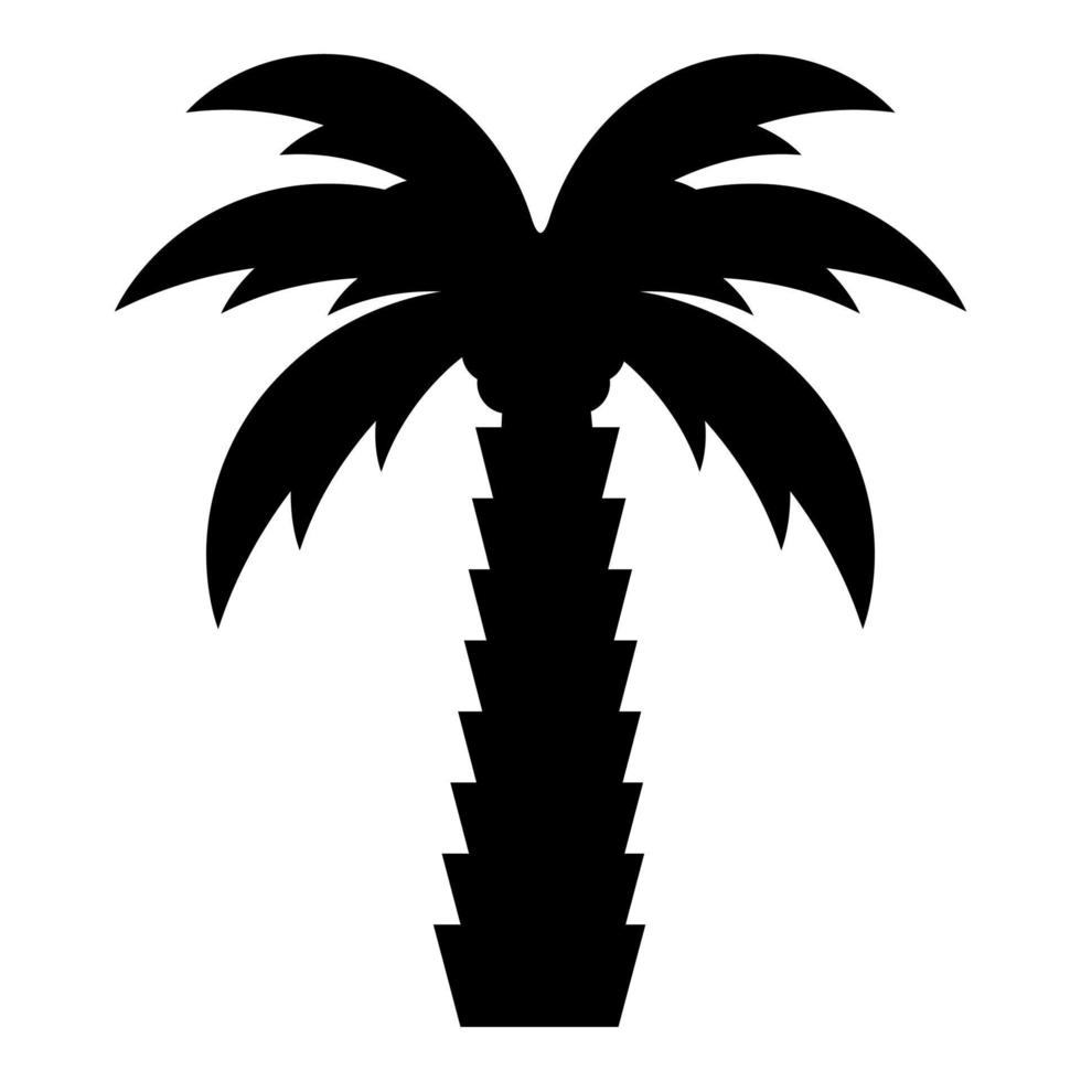 palmera coco tropical icono color negro vector ilustración imagen estilo plano
