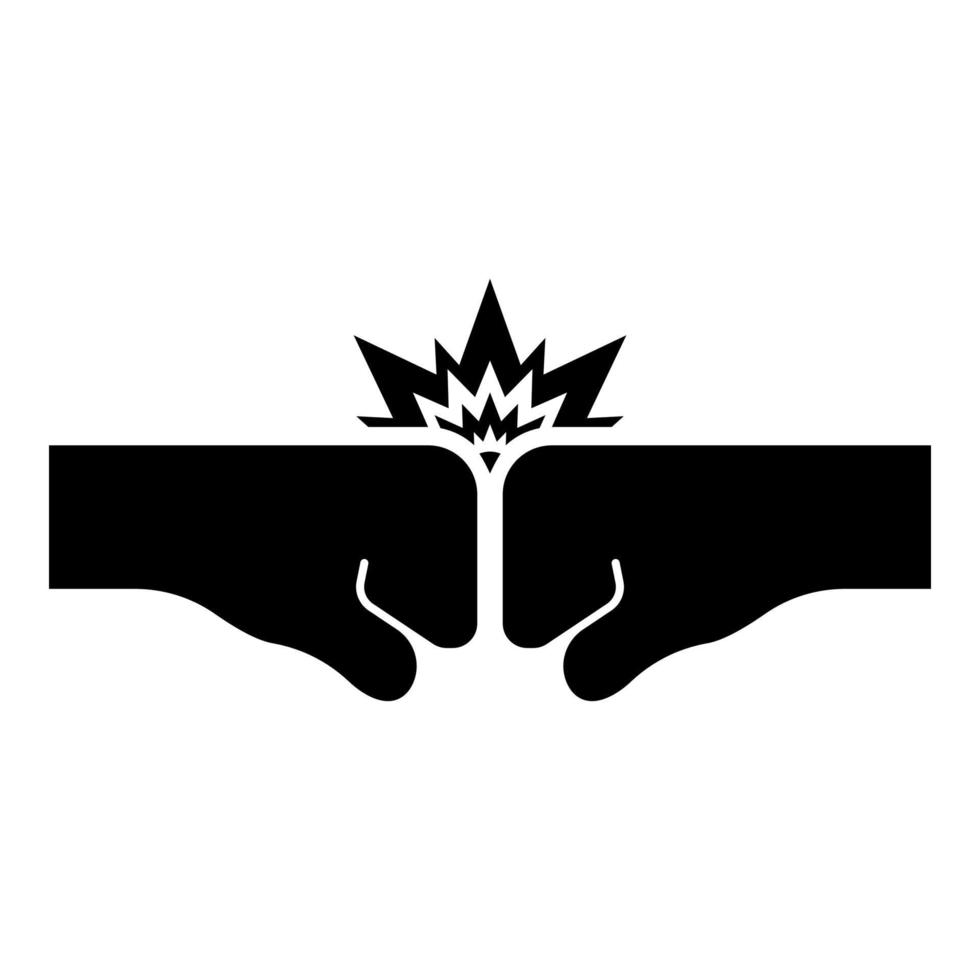 Collision of two fist icon black color vector illustration image flat style