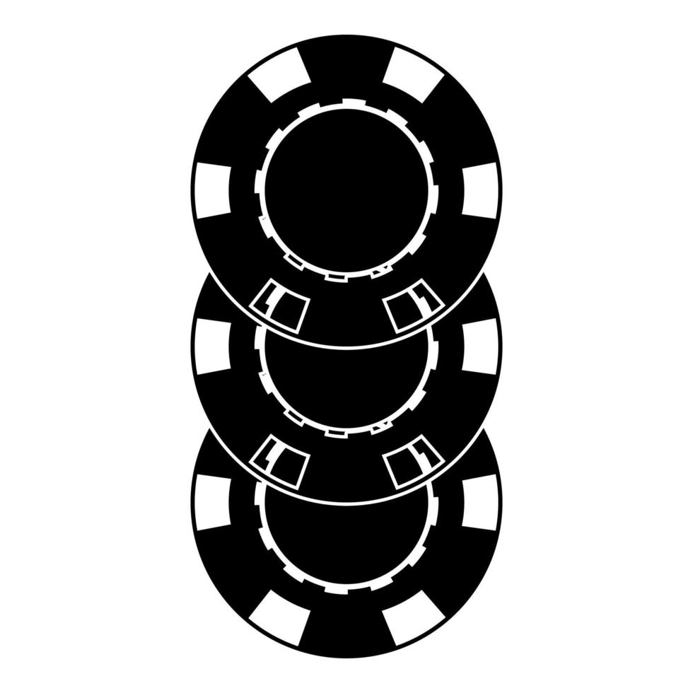 fichas de juego casino moneda icono color negro vector ilustración imagen estilo plano