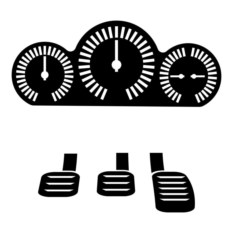 icono de los pedales del salpicadero color negro vector ilustración imagen estilo plano