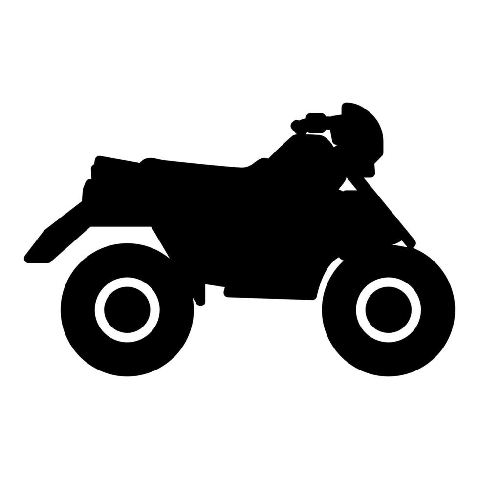 quad bike atv moto para carreras de carreras icono de vehículo todo terreno color negro vector ilustración imagen estilo plano