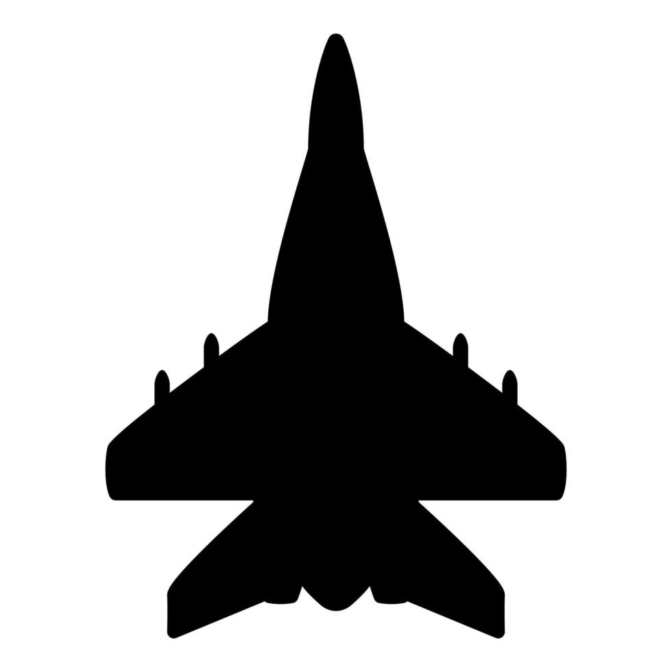 jet avión luchador búsqueda reactiva icono militar color negro vector ilustración imagen estilo plano