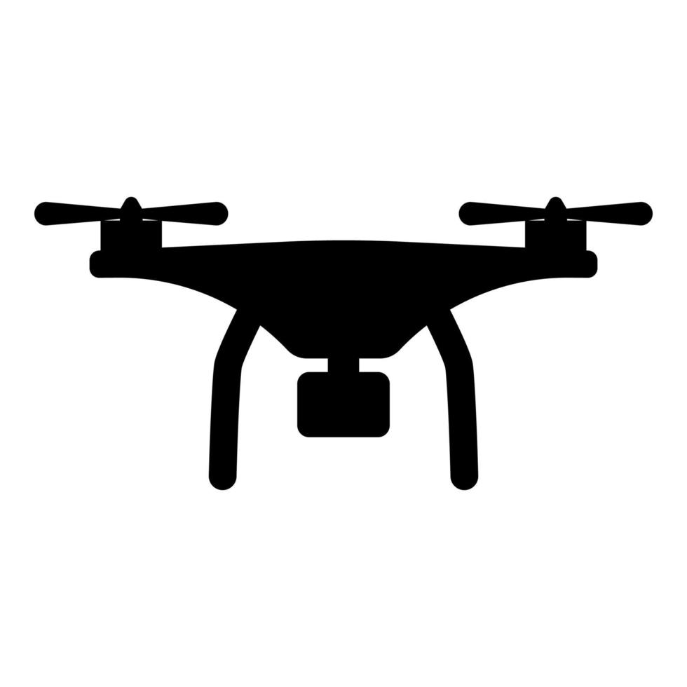 Drone with camera icon black color vector illustration image flat style