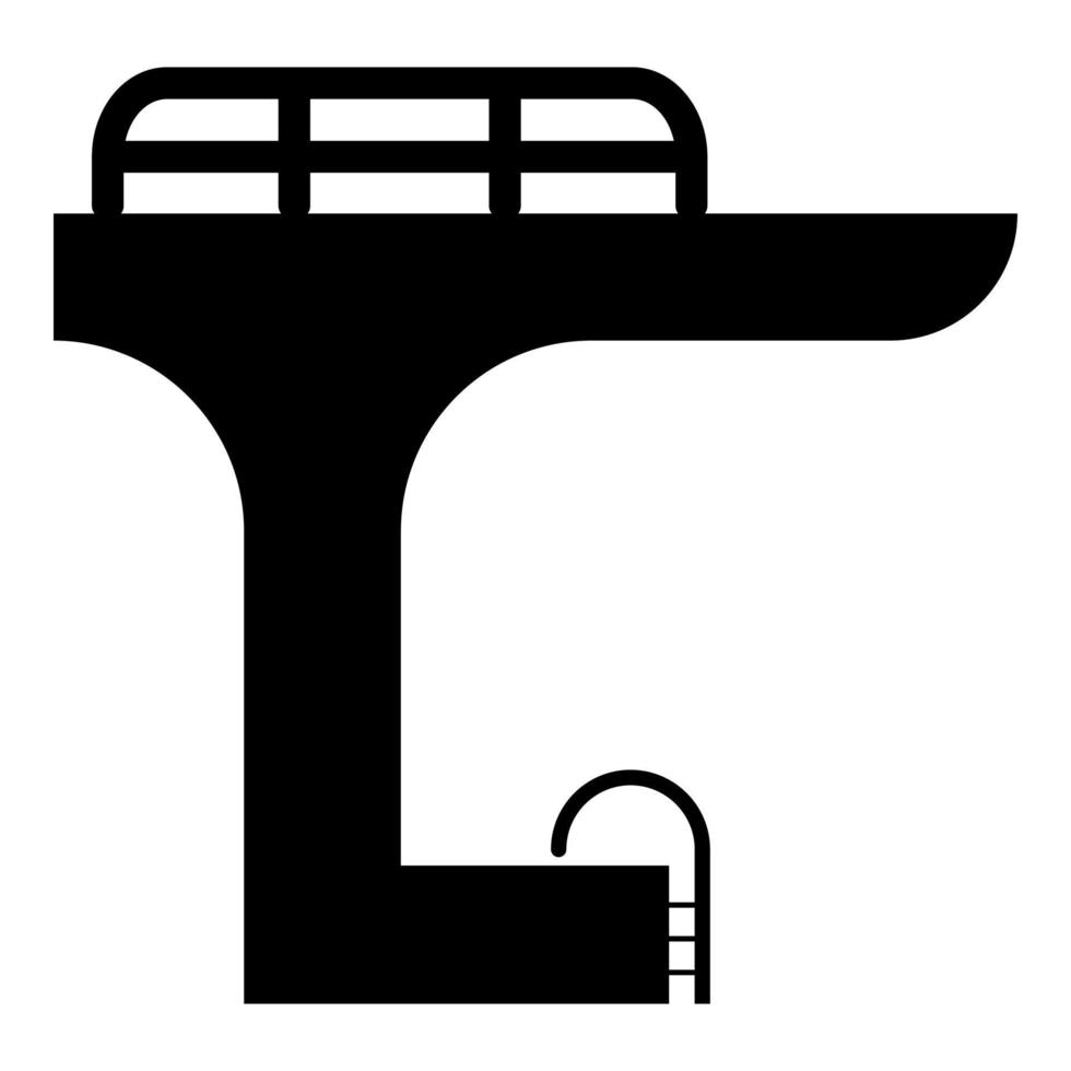 torre en la piscina para saltar tablero buceo trampolín natación icono color negro vector ilustración imagen estilo plano